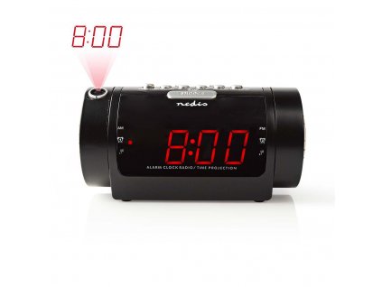 Nedis CLAR005BK budík s rádiem s projekcí času, 0.9" LED displej, FM rádio, duální budík