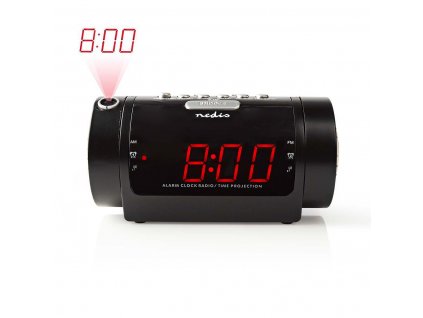 Nedis CLAR005BK radiobudík s projekcí času, 0.9" LED displej, FM rádio, duální budík