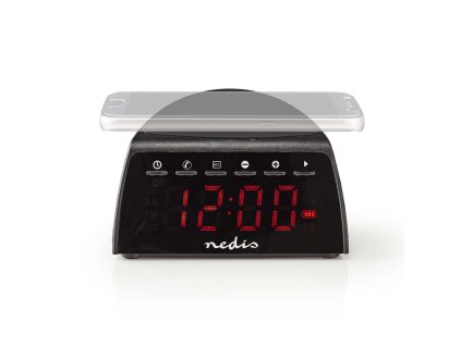 Nedis CLAR006BK radiobudík s bezdrátovou dobíječkou mobilu, Bluetooth, AUX