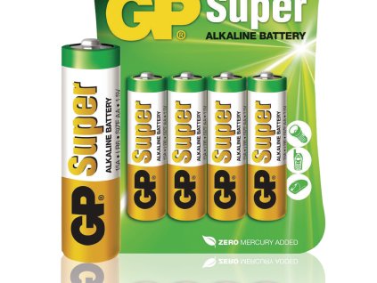 Alkalická baterie GP Super Alkaline AA 1.5V, 4ks, GPB1022