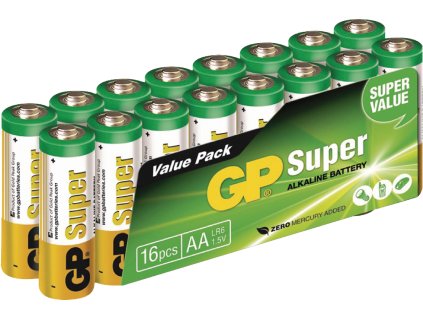 Alkalická baterie GP Super Alkaline AA 1.5V, 16ks, GP-ALK-AA-16