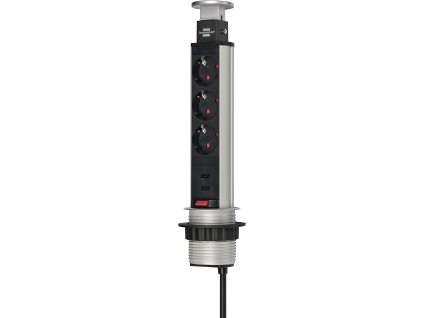 Tower Power zásuvkový sloupek, 3 zásuvky schukko, 2 USB, 2 m Brennenstuhl BN-1396200013