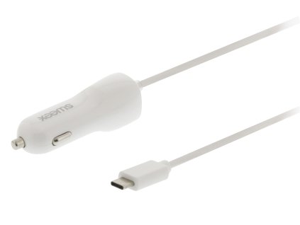 Automobilový USB nabíjecí adaptér 3 A s USB-C, bílá, Sweex CH-010WH