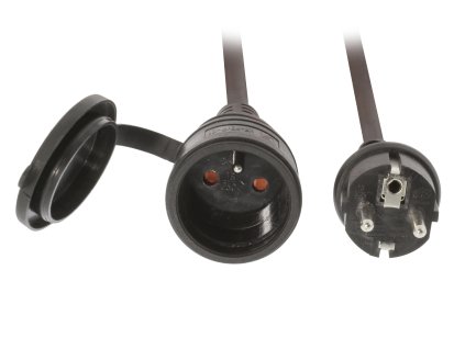 König prodlužovací kabel venkovní, 15 m, 1 zásuvka max. 16A, IP44, černý (ECN115F1BL)