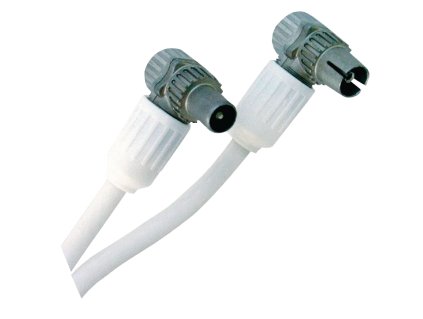 Koaxiální Kabel Koax Zástrčka - Koax Zásuvka Úhlový 5.00 m Bílá