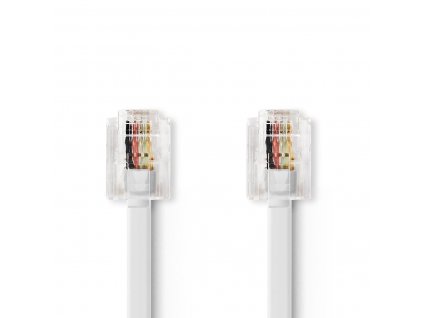 Nedis telefonní propojovací kabel zástrčka RJ11 - zástrčka RJ11, 10 m, bílá (TCGP90200WT100)