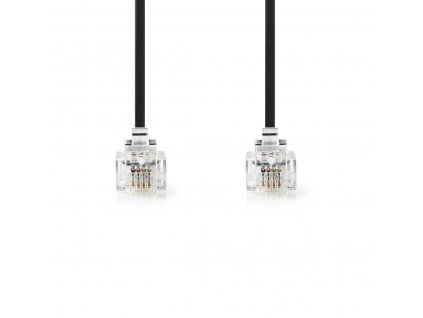 Nedis telefonní propojovací kabel zástrčka RJ11 - zástrčka RJ11, 2 m, černá (TCGP90200BK20)