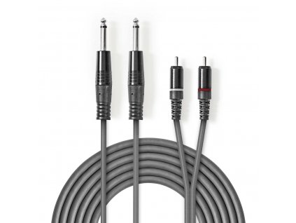 Nedis symetrický stereo audio kabel 2 x 6.35mm zástrčka - 2x CINCH zástrčka, 1.5 m (COTH23320GY15)