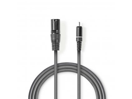 Nedis nesymetrický mono audio kabel XLR 3pin zástrčka - CINCH zástrčka, 1.5 m (COTH15205GY15)