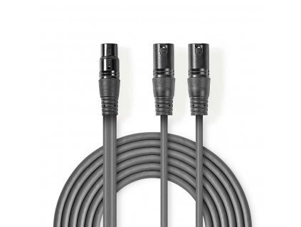 Nedis COTH15020GY15 XLR stereo kabel 2x XLR 3pin zástrčka - XLR 3pin zásuvka, 1.5 m
