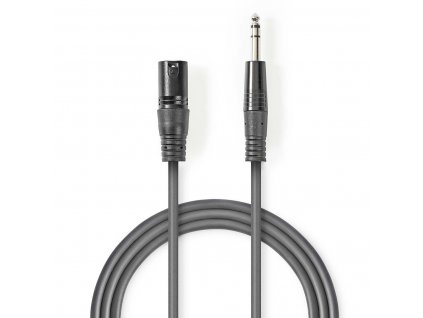 Nedis symetrický XLR kabel XLR 3pin zástrčka - 6.35mm zástrčka, 3 m (COTH15100GY30)