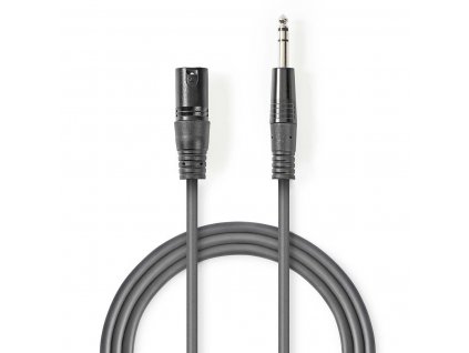 Nedis symetrický XLR kabel XLR 3pin zástrčka - 6.35mm zástrčka, 5 m (COTH15100GY50)