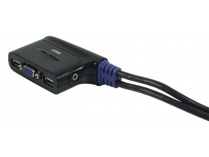 ATEN KVM přepínač 2-port mini, USB, audio, integrované kabely 0.9 m (CS62US-AT)