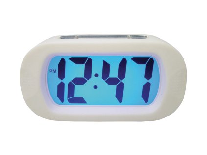 Stolní digitální budík s LCD displejem, modře podsvícený, opakované buzení, bílá, Balance 262813