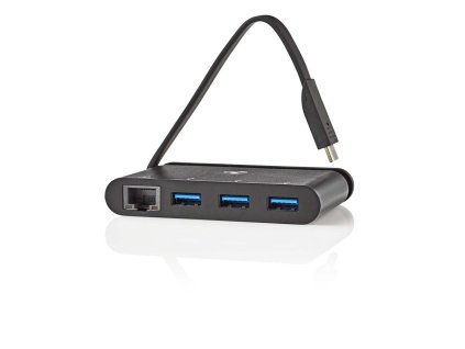Nedis TCARF210BK externí USB-C rozbočovač, 3x USB 3.0 + Gigabit ethernet, černý