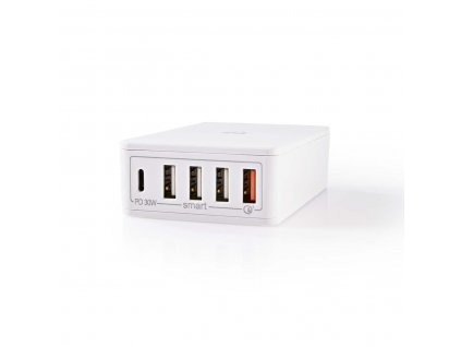 Nedis WCPD30W120WT 60 W USB nabíjecí adaptér 3 A / USB Quick Charge / USB Smart Charge / USB-C PD / bílá