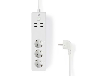 Nedis SmartLife chytrá prodlužovací lišta, 3x Schuko, 4x USB, 16 A (WIFIP310FWT)