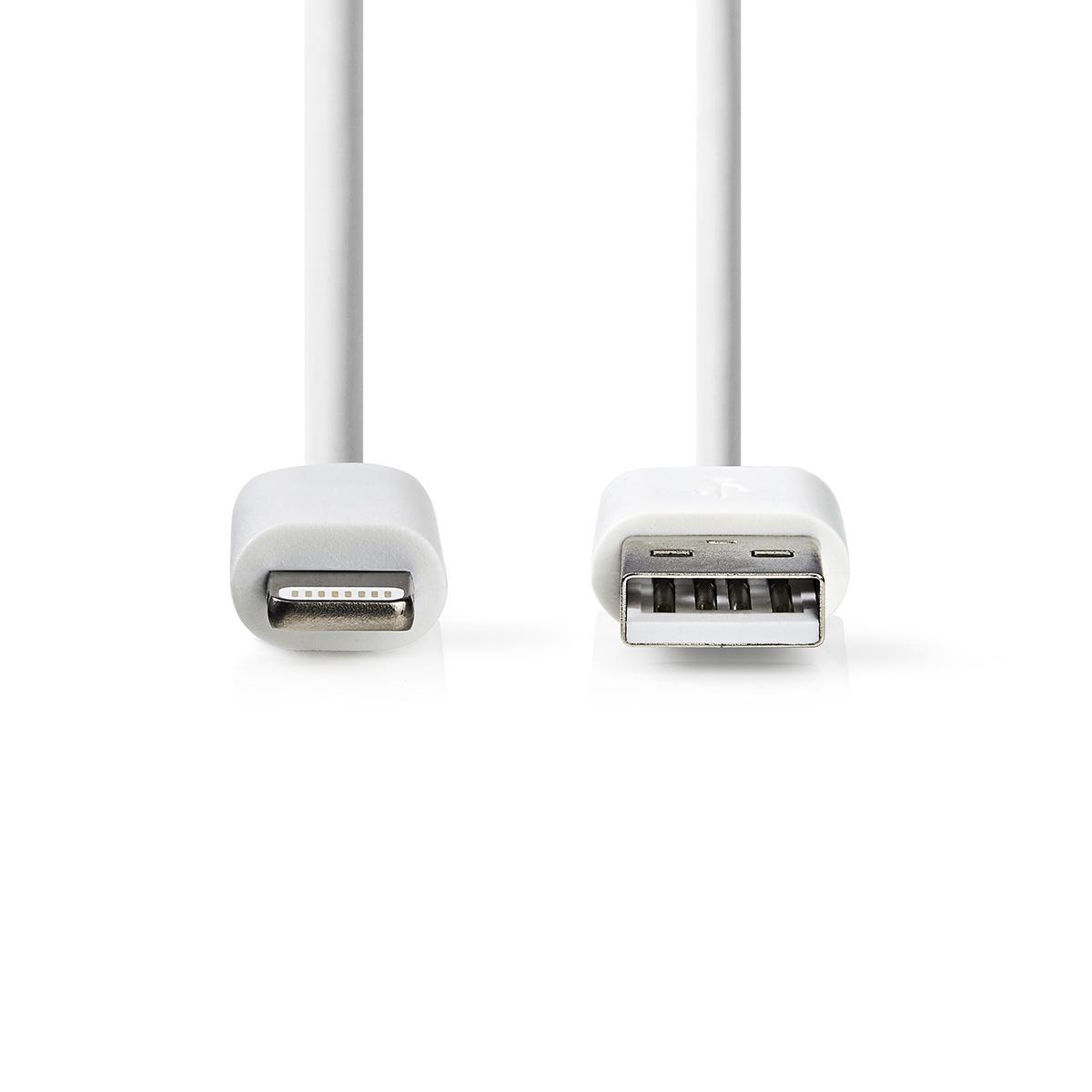 Nedis synchronizační a nabíjecí kabel zástrčka Apple Lightning 8-pin - zástrčka USB-A, 1 m, bílá (CCGT39300WT10)