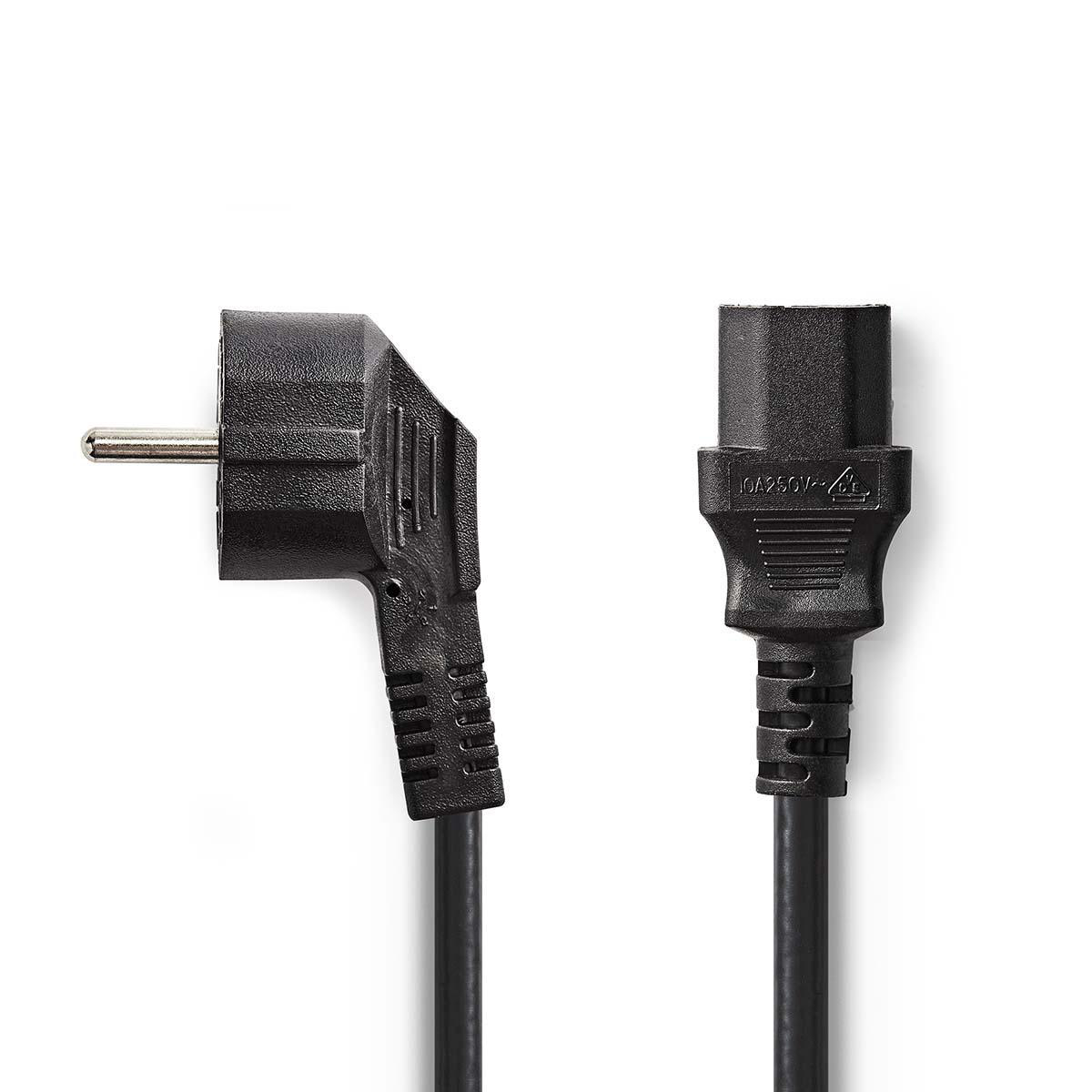 Napájecí Kabel | Úhlová zástrčka Schuko - IEC-320-C13 | 2 m | Černá barva