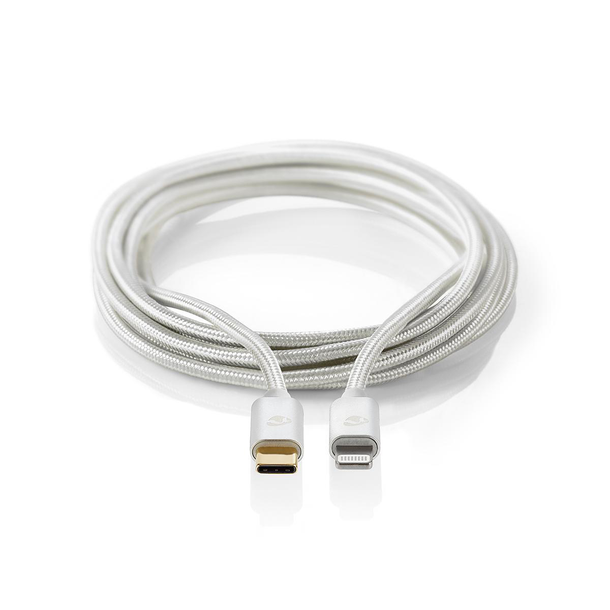 Nedis CCTB39650AL10 Apple Lightning certifikovaný kabel zástrčka Apple Lightning 8-pin - zástrčka USB-C, aluminium, 1 m
