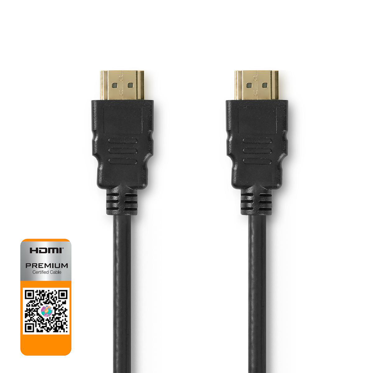 Nedis prémiový High Speed HDMI 2.0b kabel s ethernetem, 4K až 18 GB/s, zástrčka HDMI - zástrčka HDMI, 2 m, černá (CVGP34050BK20)