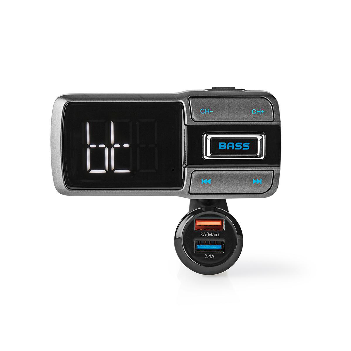 Nedis CATR101BK FM transmitter / Bluetooth / microSD / handsfree do auta / hlasové ovládání / 2 x USB 3A a 2.4A