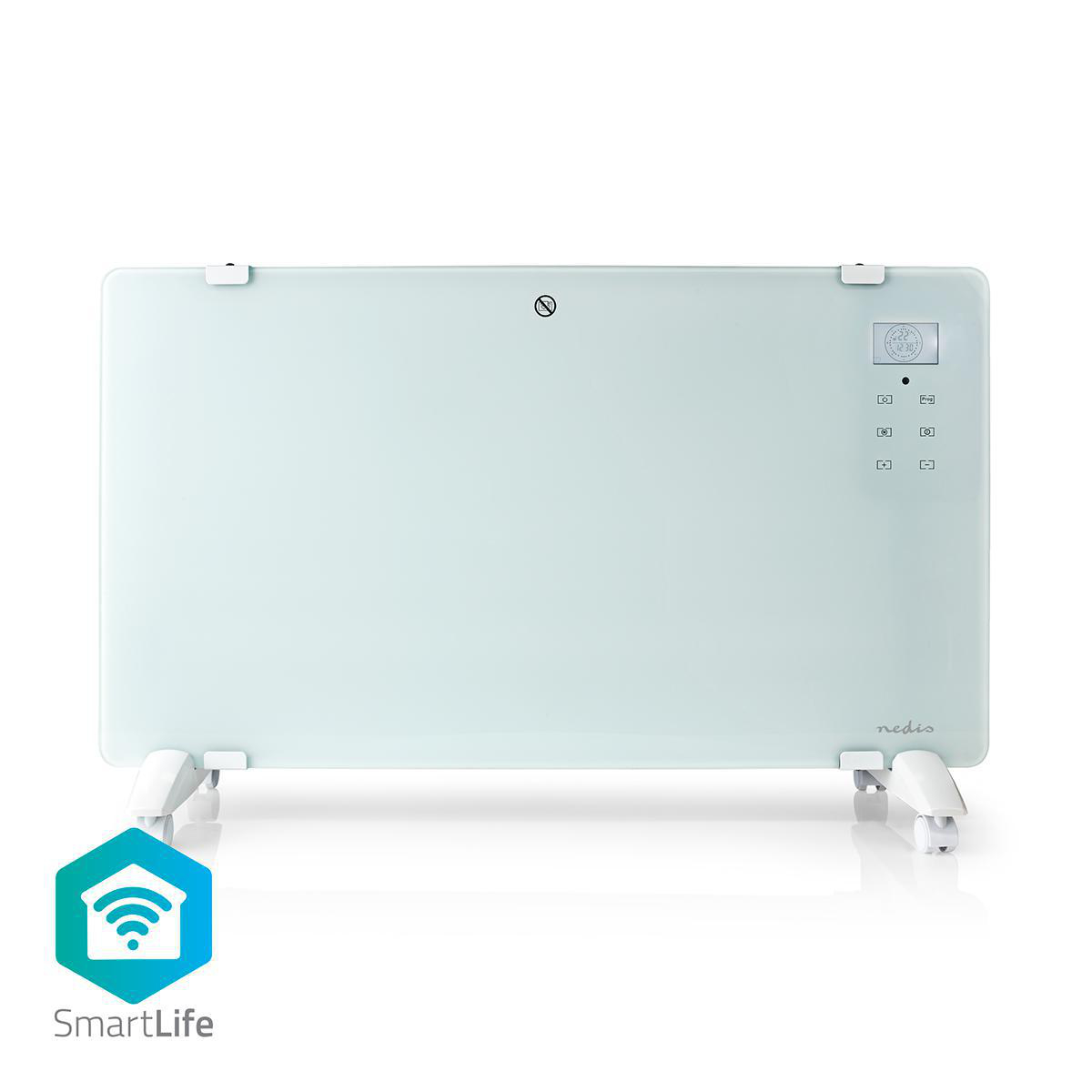 Nedis SmartLife chytrý WiFi skleněný konvekční přímotop, LCD displej, 2000 W, bílá (WIFIHTPL20FWT)