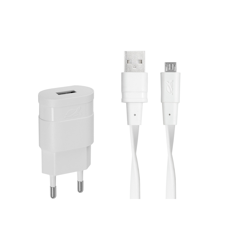 Riva Power 4111 WD1 síťová nabíječka 1.0 A/ 1 USB, bílá + micro USB kabel