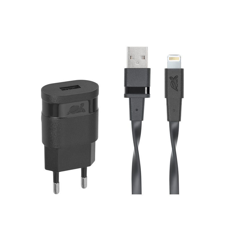 Riva Power 4115 BD2 síťová nabíječka 1.0 A/ 1 USB, černá + Mfi Apple Lightning kabel