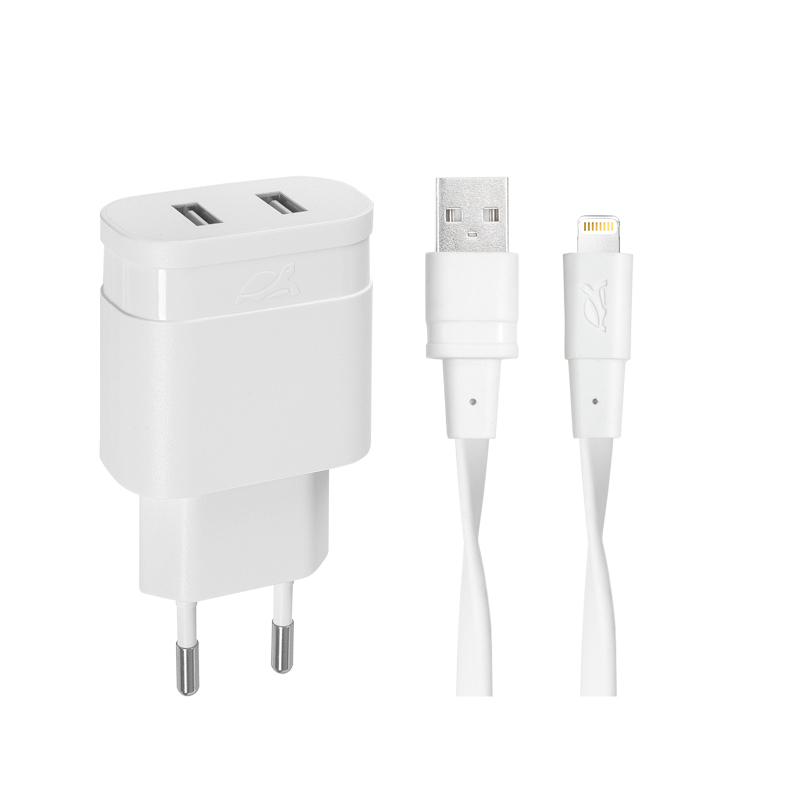 Riva Power 4125 WD2 síťová nabíječka 3,4 A/ 2 USB, bílá + Mfi Apple Lightning kabel