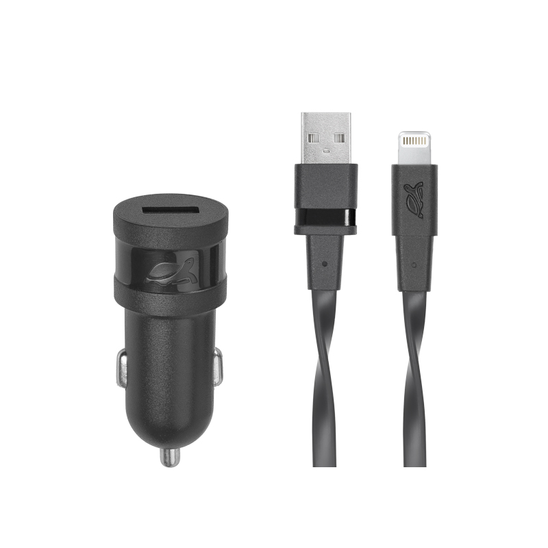 Riva Power 4215 BD2 automobilový adaptér 1,0A/ 1 USB, černá, 12V + Mfi Apple Lightning kabel