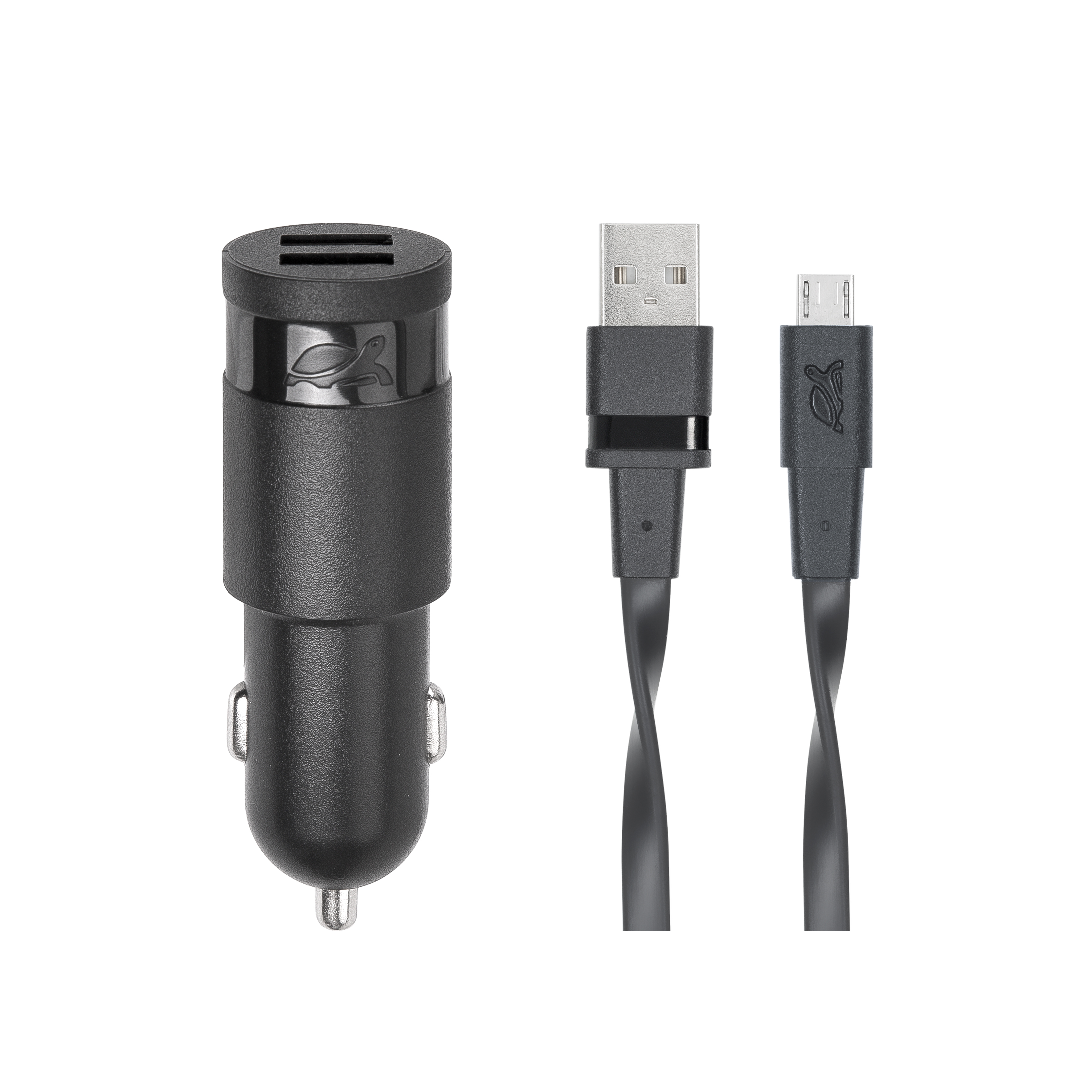 Riva Power 4222 BD1 duální automobilový adaptér 2,4A/2xUSB, černá + micro USB kabel