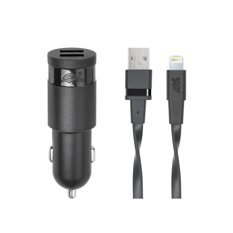 Riva Power 4225 BD2 duální automobilový adaptér 3,4A/2xUSB, černá + Mfi Apple Lightning kabel