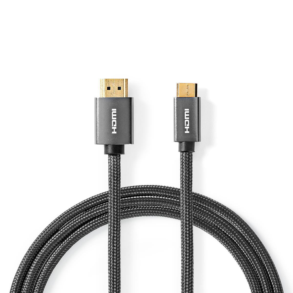 Nedis Fabritallic vysokorychlostní HDMI™ kabel, ethernet, 4K až 18 GB/s, zástrčka HDMI - zástrčka HDMI mini, 2 m (CVTB34500GY20)