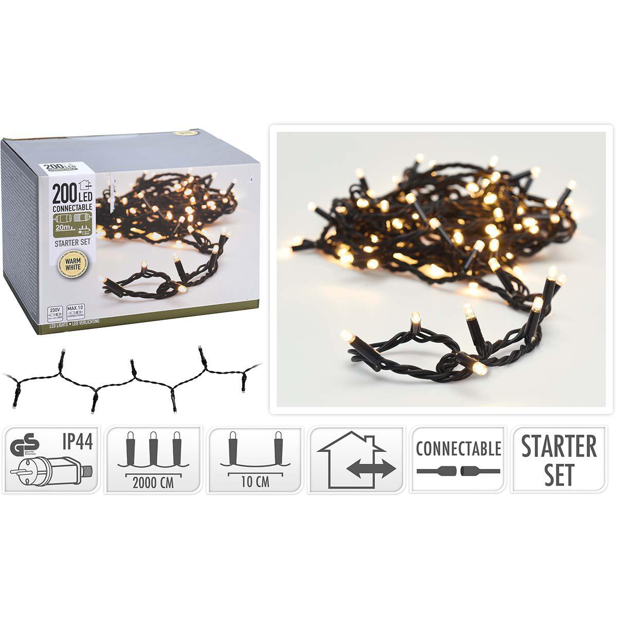 CONNECTABLE CHRISTMAS LIGHTS | STARTER SET | 100 LED | WARM WHITE | 230 V