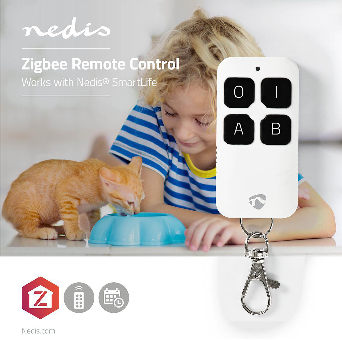 Nedis SmartLife ZigBee chytrý dálkový ovladač, 4 programovatelná tlačítka (ZBRC10WT)