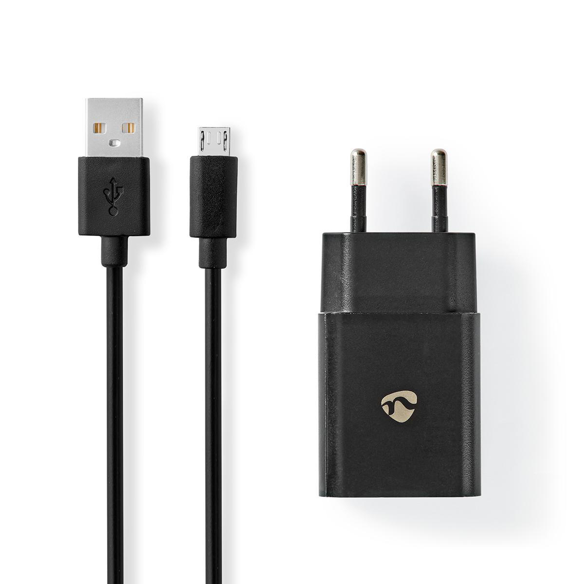 Nedis WCHAM213ABK USB napájecí adaptér 2.1 A + microUSB kabel, černá