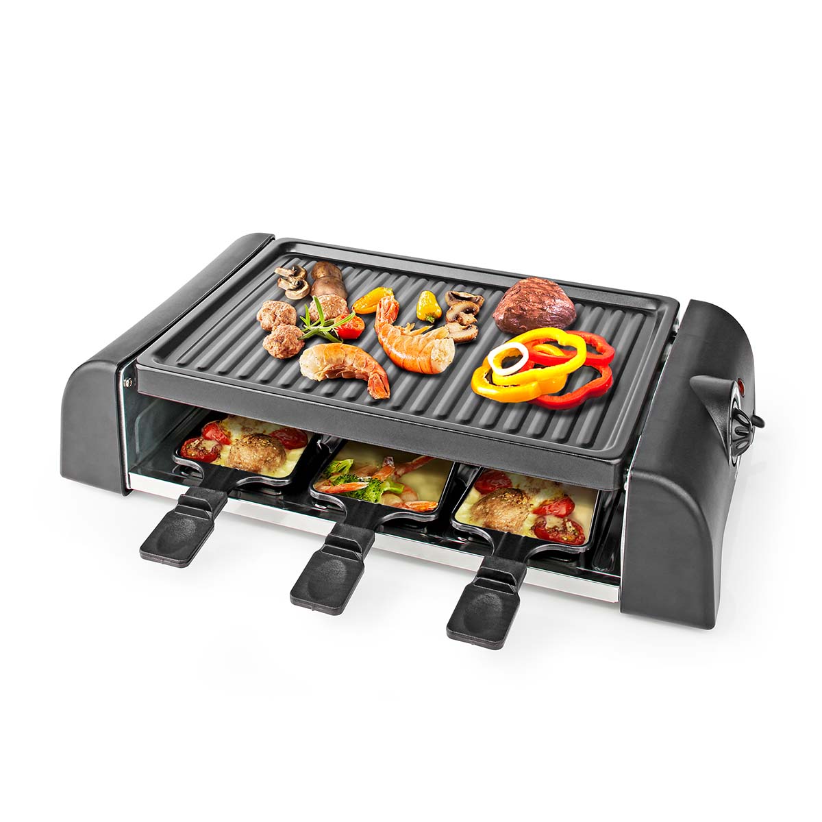 Nedis FCRA220FBK6 gourmet/raclette gril pro 6 osob, 1000 W, nastavení teploty