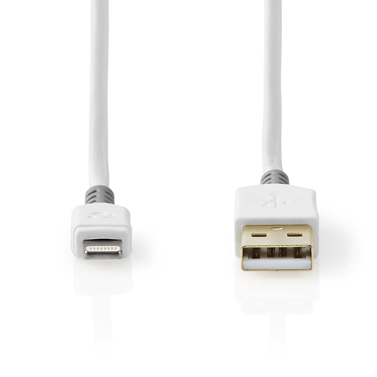 USB kabel | USB 2.0 | Apple Lightning 8pinový | USB-A Zástrčka | 480 Mbps | Pozlacené | 3.0 m | Kulatý | PVC | Bílá / Šedá | Box
