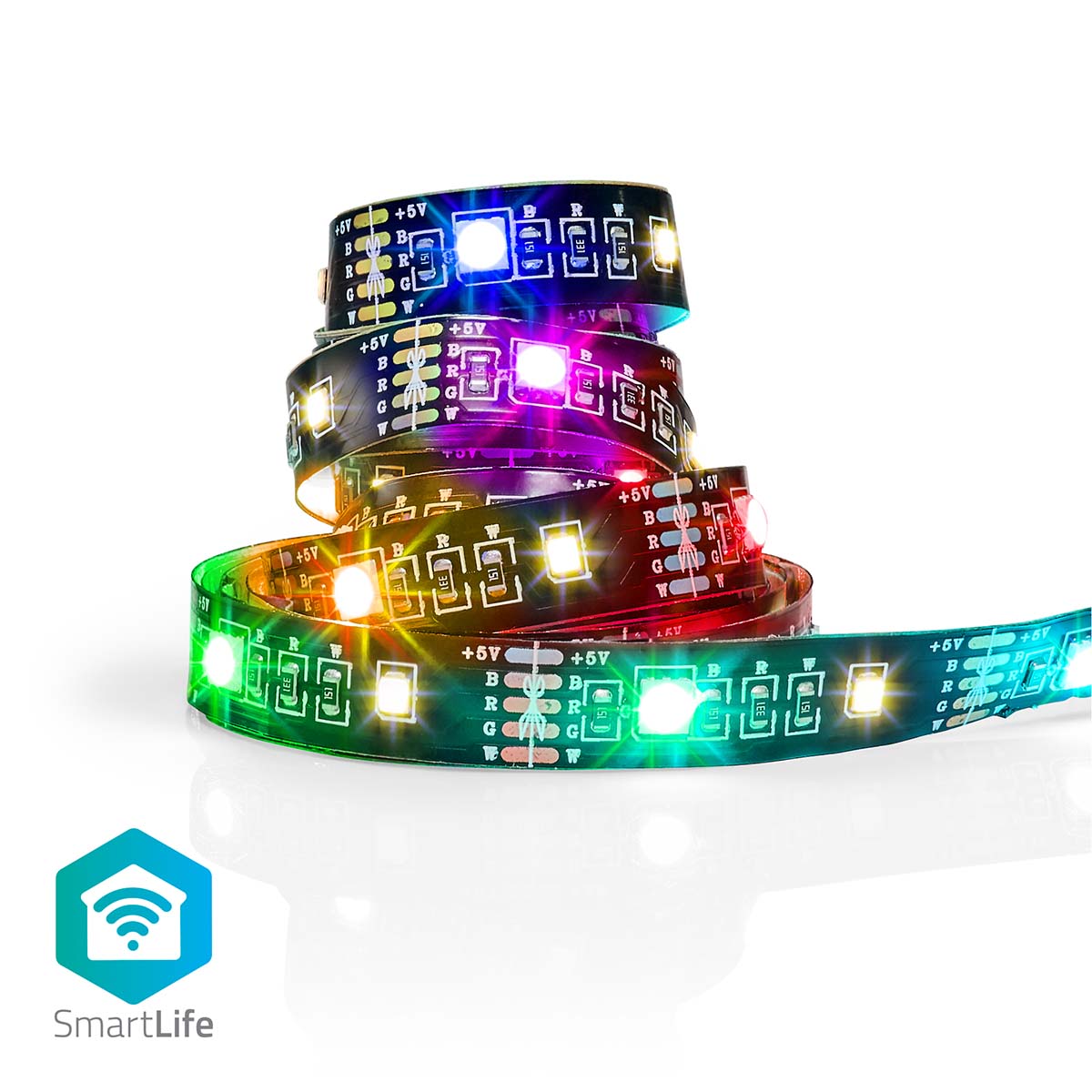Nedis SmartLife chytrý barevný LED pásek 2 m, 4W 380lm, barevná + teplá bílá, Bluetooth (BTLS20RGBW)