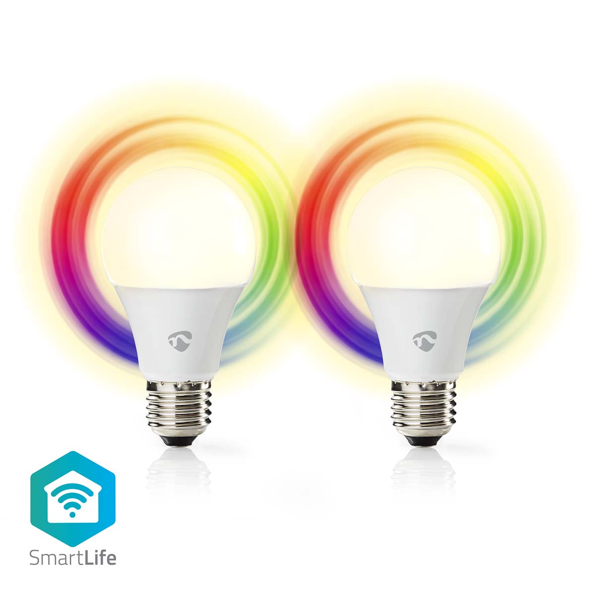 Nedis SmartLife chytrá LED žárovka E27 9W 806lm barevná + teplá/studená bílá, sada 2ks (WIFILRC20E27)