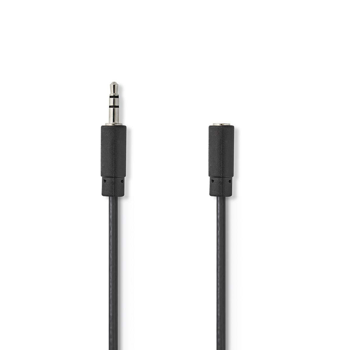 Stereo Audio Kabel | 3,5 mm Zástrčka | 3,5 mm Zásuvka | Poniklované | 10.0 m | Kulatý | Černá | Blistr