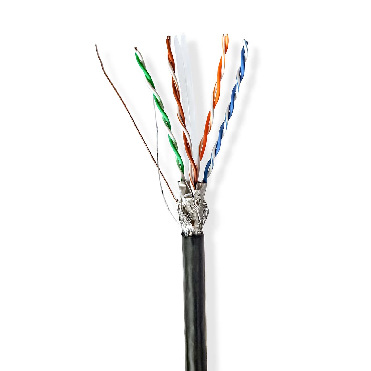 Síťový kabel Roll | CAT6 | Drát | S / FTP | CCA | 100.0 m | Venkovní | Kulatý | PE | Černá | Dárkový Box