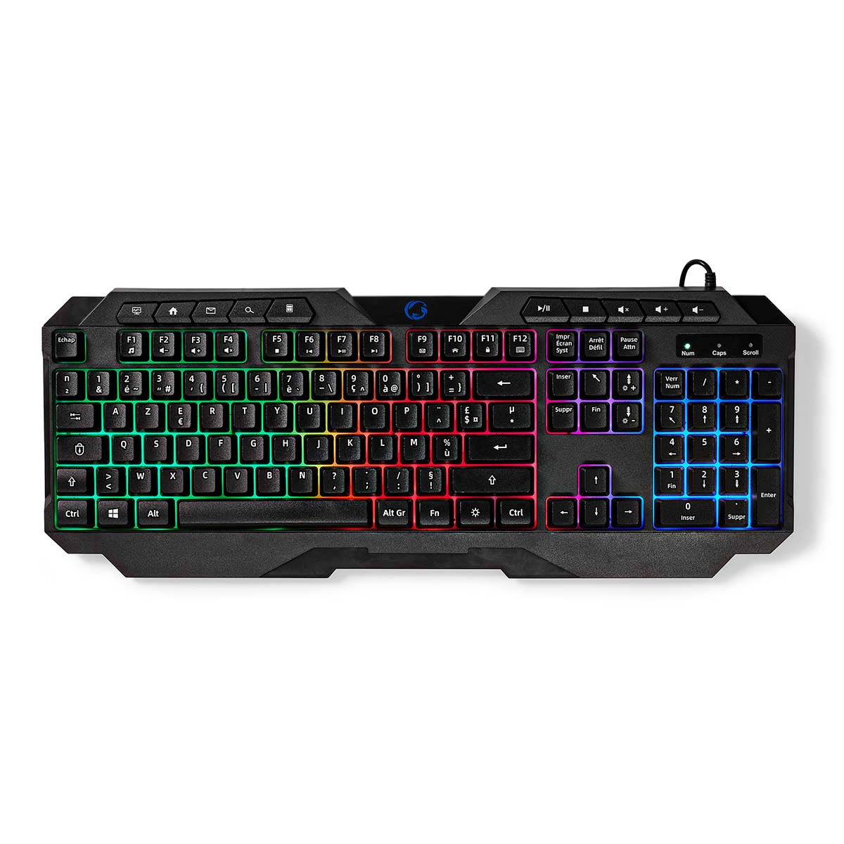 Wired Gaming Keyboard | USB-A | Membránové Keys | LED | AZERTY | FR Rozložení Kláves | Délka napájecího kabelu: 1.30 m | Multimediální