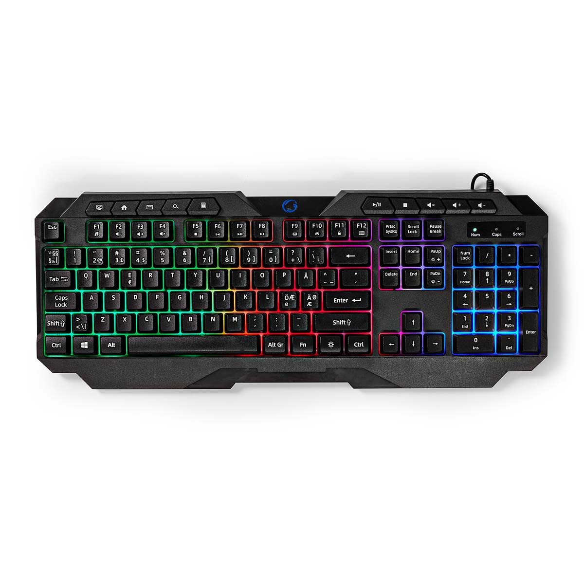 Wired Gaming Keyboard | USB-A | Membránové Keys | LED | QWERTY | ND Rozložení Kláves | Délka napájecího kabelu: 1.30 m | Multimediální