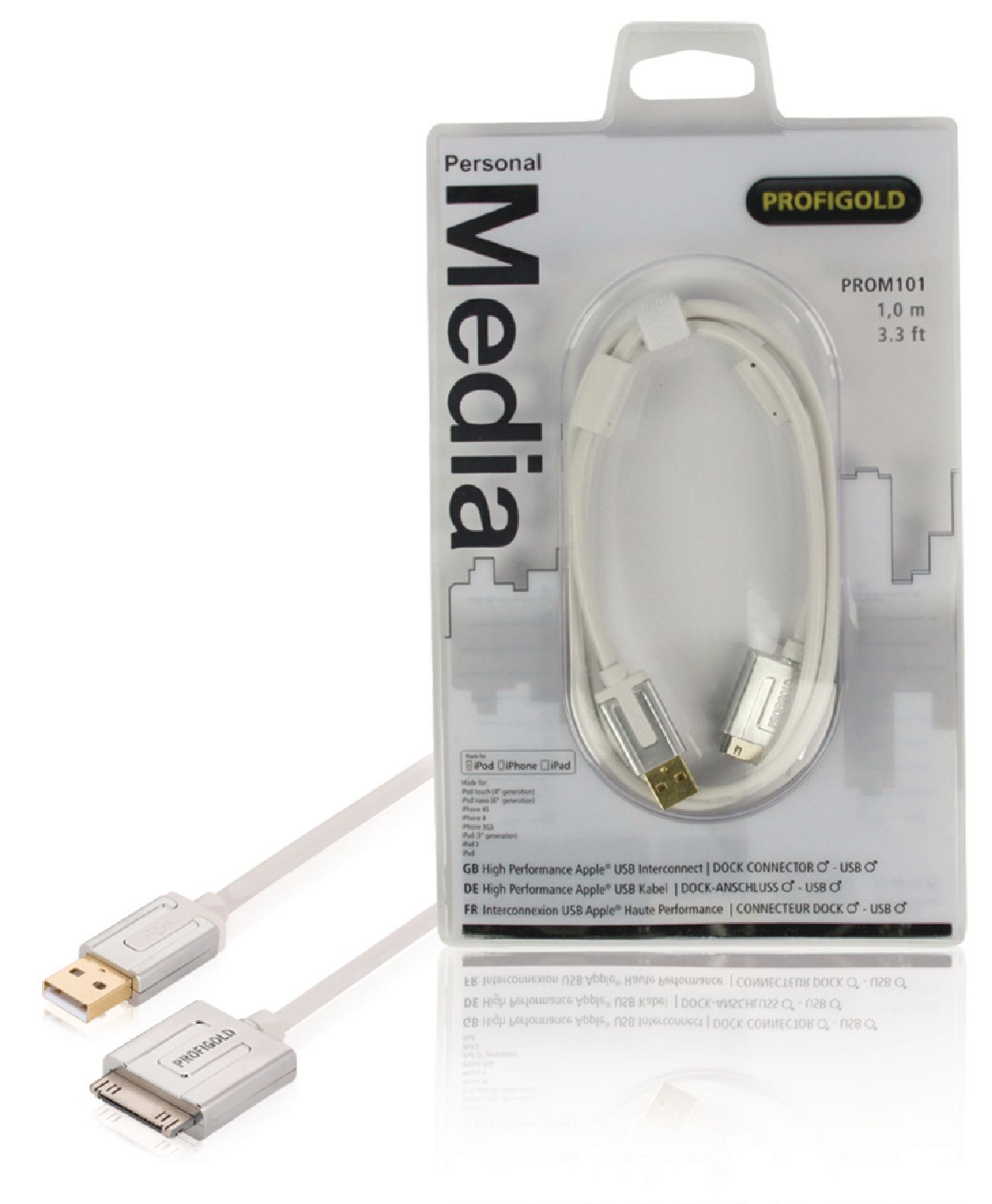 Profigold High Performance data kabel zástrčka Apple 30-pin - zástrčka USB A, 1 m PROM101