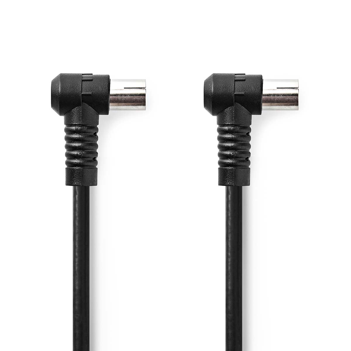 Koaxiální Kabel | IEC (Koax) Zástrčka | IEC (Koax) Zásuvka | Poniklované | 120 dB | 75 Ohm | 4x Stíněný | 1.50 m | Kulatý | PVC | Černá | Label