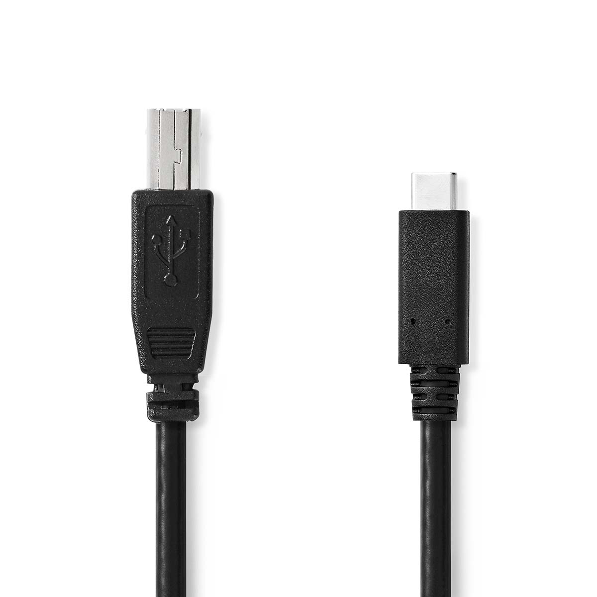 USB kabel | USB 2.0 | USB Typ-C ™ Zástrčka | USB-B Zástrčka | 480 Mbps | 15 W | Poniklované | 1.00 m | Kulatý | PVC | Černá | Plastový Sáček