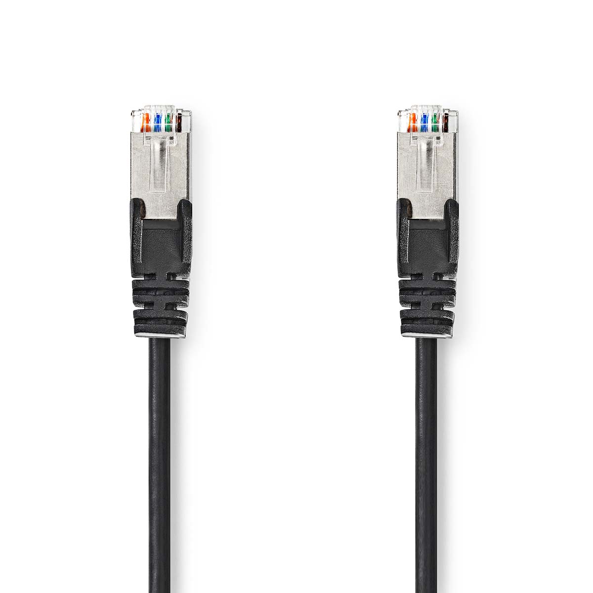 Cat 5e kabel | SF / UTP | RJ45 Zástrčka | RJ45 Zástrčka | 10.0 m | Kulatý | PVC | Černá | Label