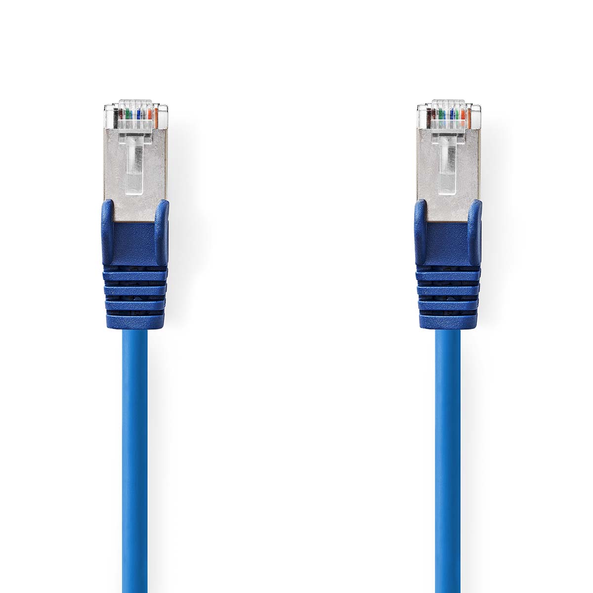 Cat 5e kabel | SF / UTP | RJ45 Zástrčka | RJ45 Zástrčka | 2.00 m | Kulatý | PVC | Modrá | Label